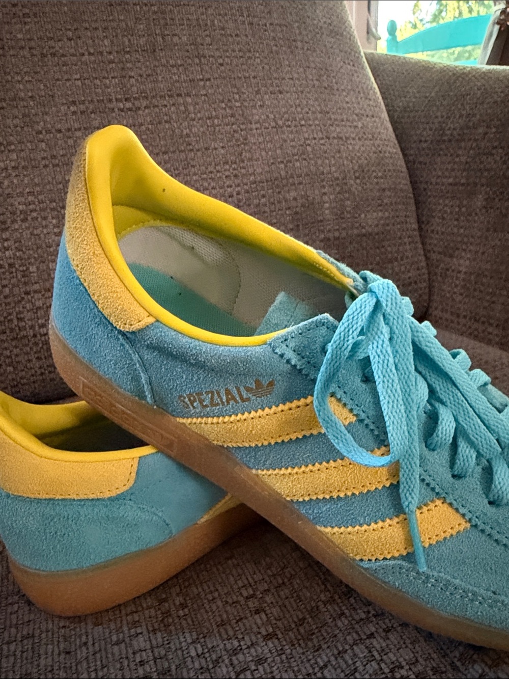 adidas Suede Sneakers in Teal and Yellow - Picture 2 of 6